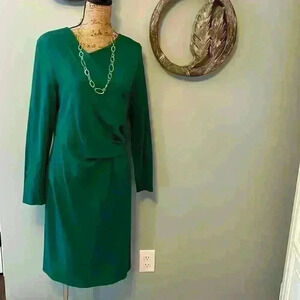 Escada green faux wrap dress size 42 (12)